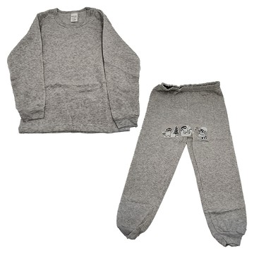 MI MI LEO 兒童款 保暖套裝 + 冷撕燙印浣熊膠膜 3個  120cm  銀灰