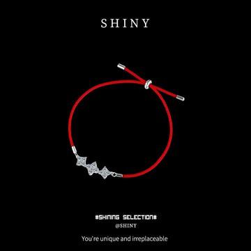 國風時尚本命年紅繩s925純銀莫桑手鏈2024年新款潮新中式四葉草