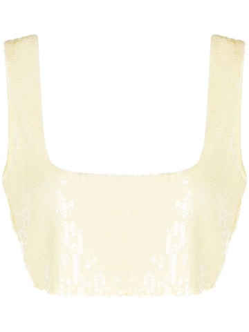 Galvan London - sequin-embellished cropped top - women - Polyester/Elastane - 34 - Yellow