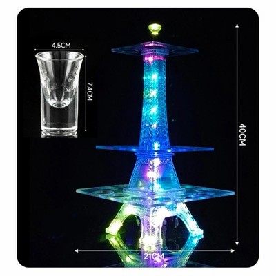 テキーラ観覧車　グラス12個、充電器付き グラス12個付】LED酒グラス棚 テキーラ観覧車 タワー型 USB充電