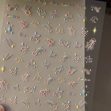 小紅書同款ins童趣云朵貼紙立體美甲高顏值可愛diy浮雕涂鴉