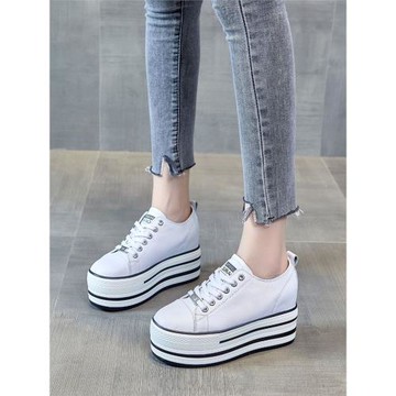 內增高真皮小白鞋女2025秋冬新款韓版厚底9cm休閑松糕跟單鞋百搭