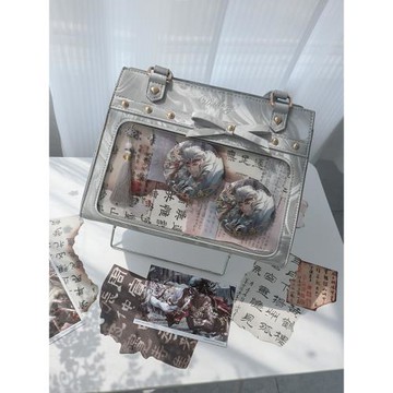 嗚咚小鋪原創日常百搭透明斜挎二次元徽章吧唧痛包女【流風回雪】