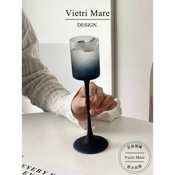 Vietri Mare玻璃杯復古磨砂黑色香檳杯葡萄酒杯餐廳杯子丨諾思地