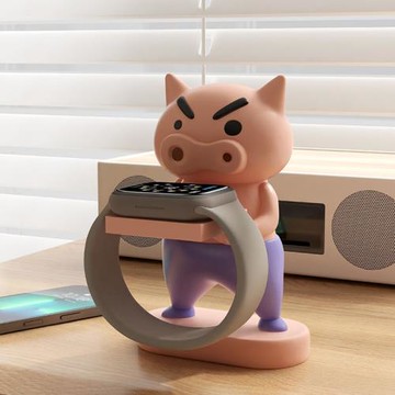 創意可愛肥嘟嘟左衛門智能兒童適用于蘋果iwatchs9手表充電支架底座擺件