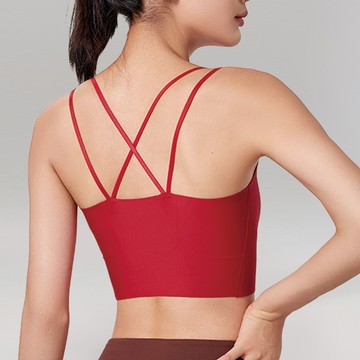 中強度無痕細肩交叉美背瑜珈/運動/機能內衣【固定罩杯】*