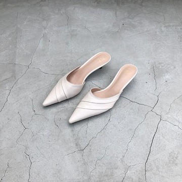 細跟拖鞋女外穿新款時尚尖頭涼拖女中跟包頭半拖鞋韓版網紅穆勒鞋