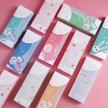 小學生半透明文具盒清新創意卡通PP抽拉按扣鉛筆盒幼兒園獎品獎勵