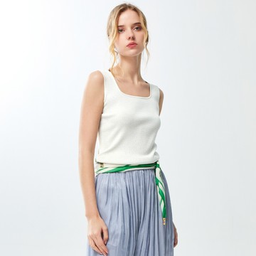 晨曦水鑽方領涼感紗背心_白色【MON'S 流行服飾】