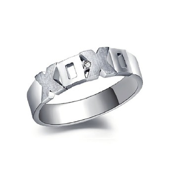 KOR蔻兒鑽石 親親抱抱 鑽石白鋼男戒