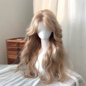 【奶油芭比金】假髮女 中分精修款 奶白米金色 蛋蛋卷 長卷髮 全頭套 假髮女整頂 假髮馬尾 barbie 白米金色 長捲