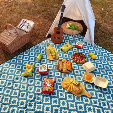 超聲波野餐墊防潮墊加厚露營墊便攜戶外地墊沙灘墊防水防潮藍色