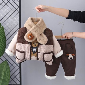 男童冬季套裝加絨加厚2兒童衣服秋冬童裝嬰兒三件套1歲男寶寶冬裝