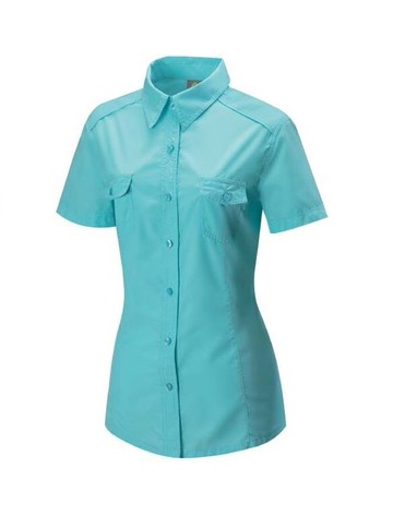 【【蘋果戶外】】山林 31B08-76 粉藍 女 透氣 抗UV 短袖襯衫 長上衣 吸濕排汗 快乾 春夏 Mountneer