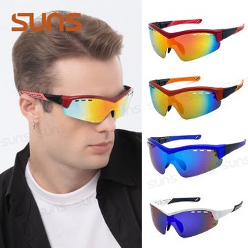 【SUNS】Polarized運動太陽眼鏡 REVO電鍍 輕質量 防霧排熱孔設計 路跑/自行車 抗UV400 S298