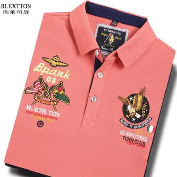 歐洲站潮男裝短袖翻領T恤男士POLO衫高檔純棉夏裝刺繡T上衣服夏季