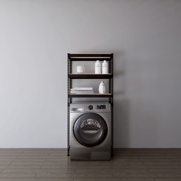 speedrack 底部開放式洗衣機烘衣機鐵製置物架  黑色  800 x 500 x 1800 毫米  3.5層