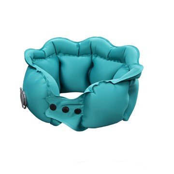 水晶絨充氣護頸枕 展開69 x 14cm 綠色 頸部支撐  1個