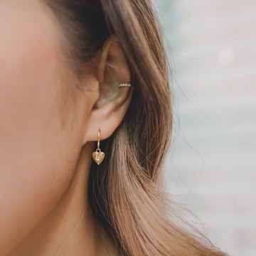 復古小心心耳圈耳環 925銀 14K金 抗過敏 可戴洗澡 不掉色 女生