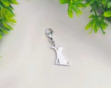 伸小手的貓小吊飾- 貓咪剪影系列-抗敏醫療鋼