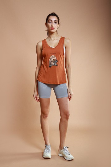 asana eco 生態意識系列-單邊抽繩背心-磚橘-老鷹