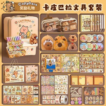 【台灣出貨】卡皮巴拉手賬套裝禮盒手賬本女孩可愛玩具手帳本女生兒童文具禮物