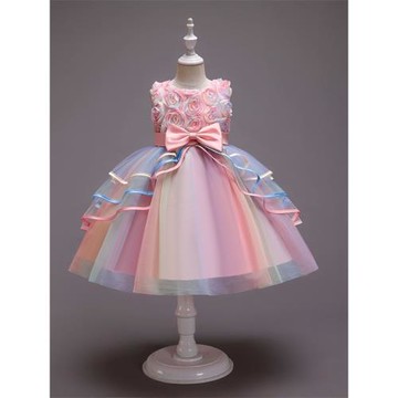 公主裙女童蓬蓬紗花童婚紗裙小女孩鋼琴走秀主持人演出服兒童禮服