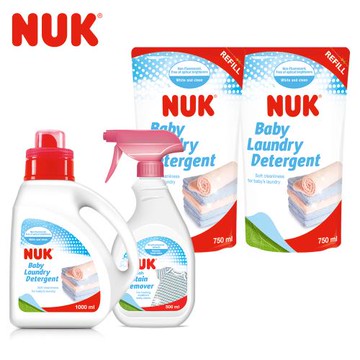 德國NUK-嬰兒洗衣精1000ml+補充包750ml*2+去漬劑500ml