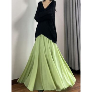 讀衣術文藝森系半身裙 春夏高個子加長半裙子 天絲竹節禪意魚尾裙