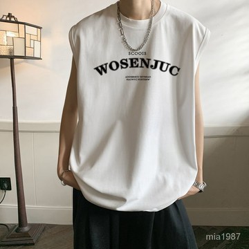 【精品男裝】100%純棉港風ins夏季籃球無袖背心男汗衫男運動沙灘坎肩外穿T恤男jioyh Y2AK