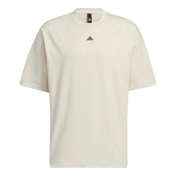 Men's adidas Solid Color Logo Loose Sports Short Sleeve Creamy White T-Shirt