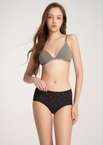 Sports Day．高腰三角內褲(黑-復古星星)