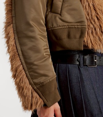 Sacai Faux fur and technical jacket