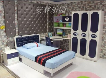 綠巨人家具網*兒童家具套房组合鋼琴烤漆青少年卧室成套家具王子男孩衣櫃書桌,樂天雙11