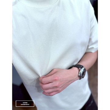 『老爺有喜』重磅簡約純色素面短T(NOF2503N5037)-灰卡其