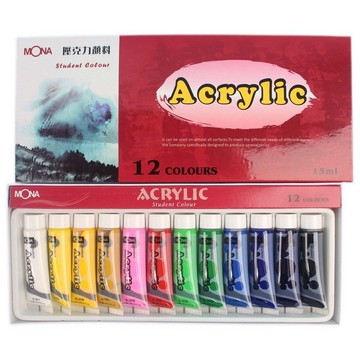 MONA 蒙納 壓克力顏料 15ml(紙盒)/一盒12色入(定240) 丙烯顏料-萬【APP滿額下單10%點數(單一帳號最高5000點)】1/31止