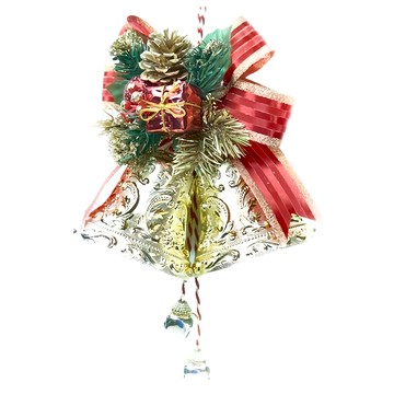 摩達客 4吋雙花鐘吊飾  30 x 20cm  紅金色