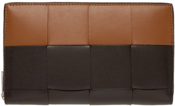 Bottega Veneta 棕色 & 黄褐色 Cassette Zip Around 钱包
