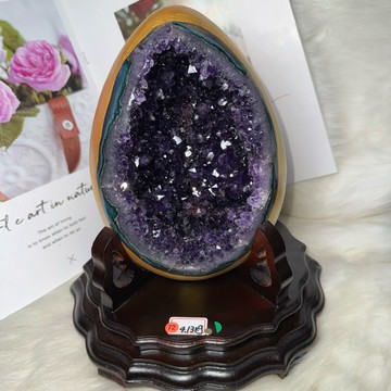 超美啊！最頂烏拉圭 紫水晶恐龍蛋晶洞ESPa++✨72號4.13kg❤️超紫 紫水晶簇花 招財 水晶洞 紫 A2260