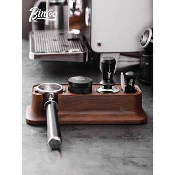 Bincoo木紋意式咖啡壓粉底座套裝多功能布粉器三件套吧臺收納底座