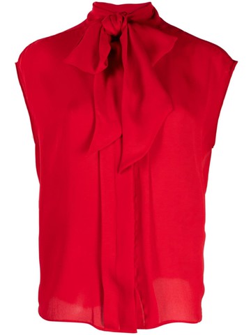 Moschino - tied silk bouse - women - Silk - 44 - Red