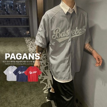 【PAGANS STORE】韓國 Baseball 棒球 刺繡 字母 運動 透氣 網布 運動衫 短袖 罩衫 夾克 外套