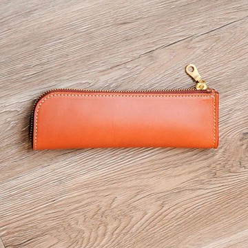 鉛筆盒 | 手工皮件 | 客製作禮物 | 植鞣革-L型拉鍊筆袋