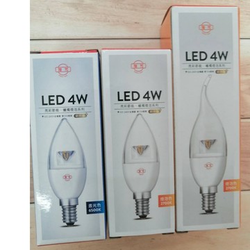 旭光蠟燭燈泡系列 4W LED 尖清燈泡 /拉尾燈泡 E14燈頭 白光 黃光 100-240V全電壓