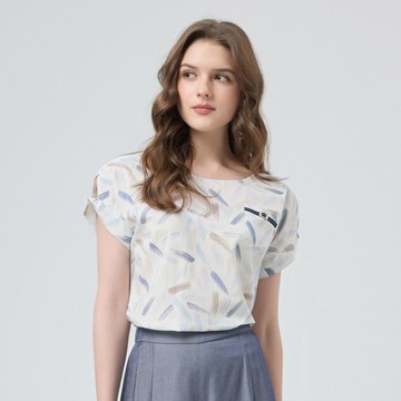 ILEY伊蕾 復古印花露臂純棉上衣(白；M-XL)