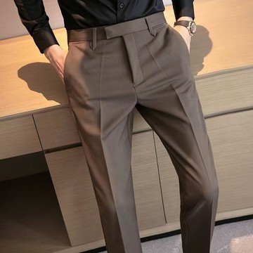 高級感英倫雅痞修身九分西褲潮2025春夏季男休閒垂感商務褲西褲男