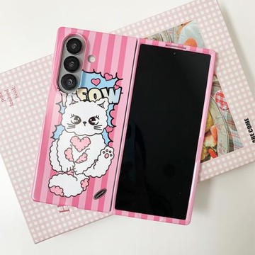 條紋貓咪適用三星ZFold7手機殼fold6女新款Fold5折疊屏W26/w25心系天下高級小眾超薄防摔日韓國菲林硬殼