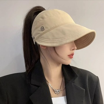 🌞大頭圍空頂趙露思同款帽子女款夏季可摺疊防晒漁夫帽防紫外線遮陽優質