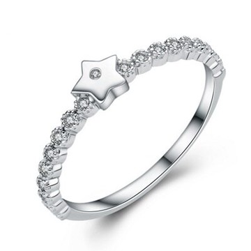 現貨+預購 925純銀戒指鑲鑽銀飾-幸運星簡單百搭七夕情人節生日禮物女配件73an66【獨家進口】【米蘭精品】