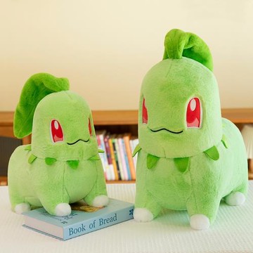 網紅寶可夢系列卡通玩偶菊葉草毛絨玩具神奇寶貝公仔睡覺抱枕批發